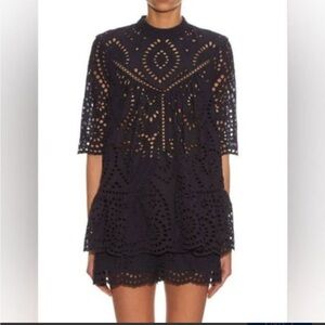 Zimmermann Navy Eyelet Cotton Blouse